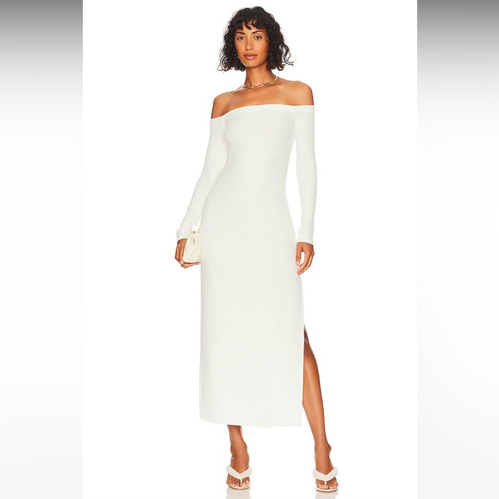 Song of Style Leah Midi Dress in Off White | Revolve